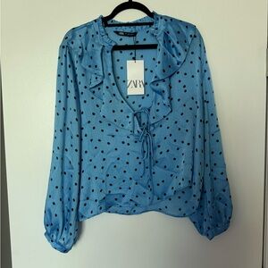 Zara Blue Polka Dot Blouse